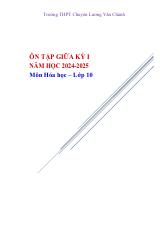 Đề cương ôn tập Giữa kì 1 Hóa học 10 năm 2024–2025 trường THPT Chuyên Lương Văn Chánh (Đắk Lắk)